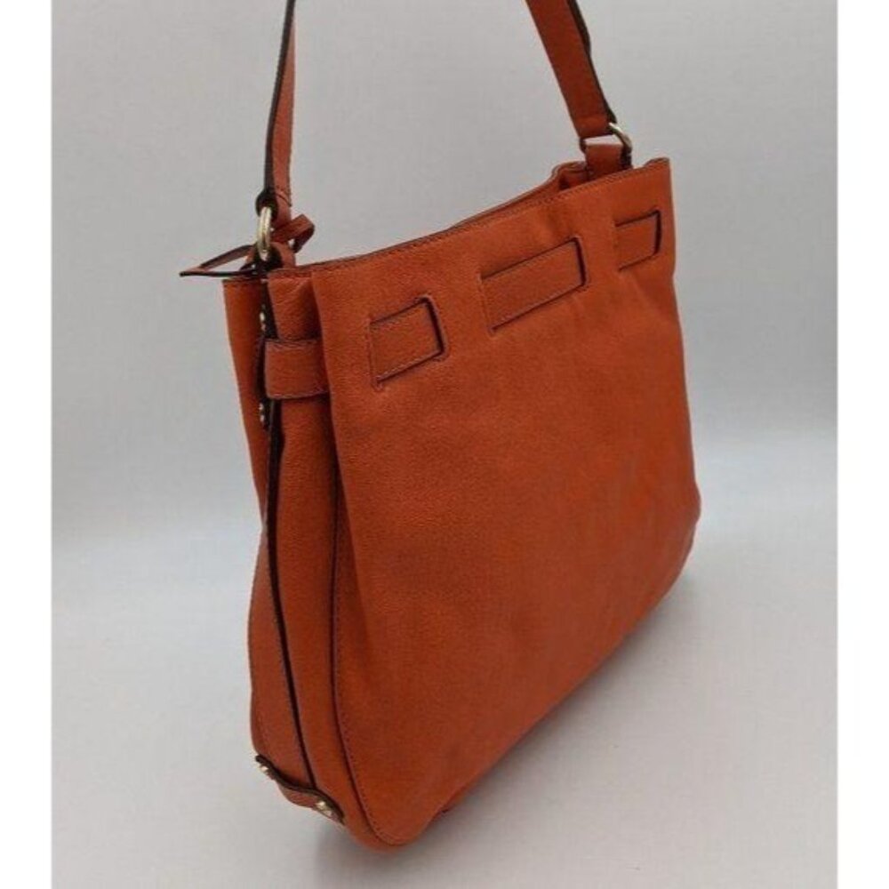 Michael Kors women's Hamilton orange leather signature liner‎ shoulder bag - Picture 3 of 13
